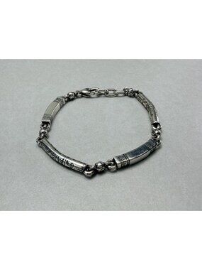 Brighton Silver Plated Panel Bracelet Etched Scroll Chunky Vintage Size 7.1/4"